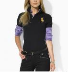 polo ralph lauren cotton t-shirt 2013 retail high collar femmes france big pony lq black gold